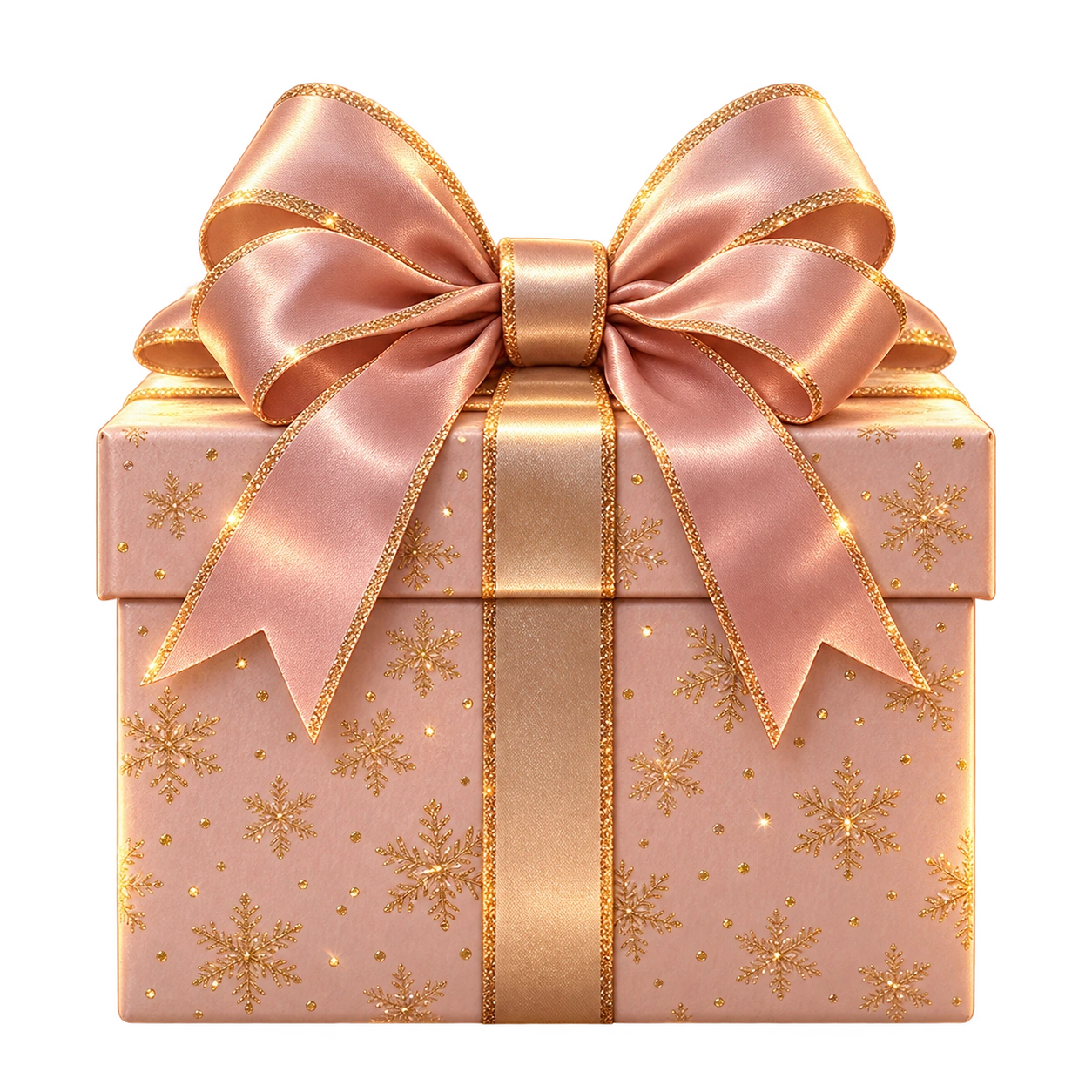A pink present with a large bow